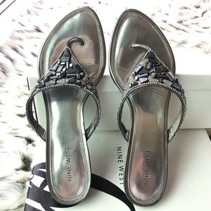 Nine West Trivea Pewter Sandals ☀️Summertime Ready